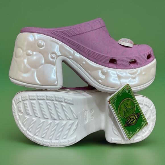 Wicked Glinda Siren Clog Crocs with Jibbitz Women Size 8 Men Size 6 Pink Witch - Picture 4 of 11